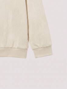Whitmere Men's Solid Color Pullover Sweatshirt, Spring & Autumn, Long Sleeve Top - Apricot - View 3