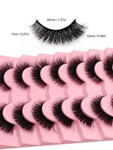 Asiteo 7 Pairs Natural Look Faux Mink False Lashes 3D Volume Fake Eyelashes Easy To Wear - Perfect For Daily Use And Romantic Dates - Black - View 4