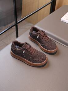 1 Pair Kids' 2026 Spring/Summer New Rhinestone Low-Top Casual Training Shoes - Brown - View 5