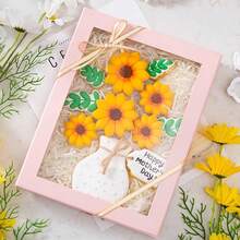 1pc/2pcs Flower Bouquet Cookie Cutter Set, Sunflower Vase Leaf Tag Embossing Baking Molds For Floral DIY Dessert & Handmade Gift Box - View 4