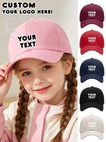 1pc Customized Children's Baseball Cap, Personalized Name And Pattern Printing, Sun Protection, Sports Suitable, UV Protection, Spring And Autumn Cycling Hat, Letter Element, Cute And Colorful, Casual Style, Baby Gift, Suitable For Daughter, Son, Children's Day Gift, Halloween Gift - Multicolor - View 1