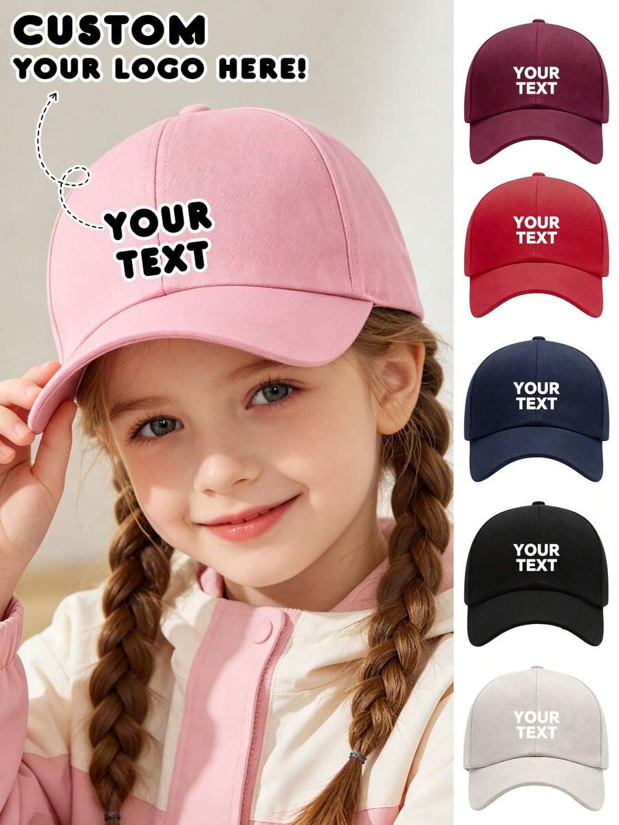 1pc Customized Children's Baseball Cap, Personalized Name And Pattern Printing, Sun Protection, Sports Suitable, UV Protection, Spring And Autumn Cycling Hat, Letter Element, Cute And Colorful, Casual Style, Baby Gift, Suitable For Daughter, Son, Children's Day Gift, Halloween Gift - Multicolor - View 1