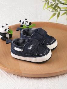 0-1 Years Old Fashion Versatile Blue Canvas Shoes, Infant Walking Shoes, Infant Sneakers, Indoor Home Shoes, Spring And Autumn. - Navy Blue - View 2