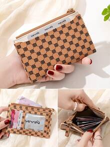 MIYIN Fashion Printed PU Dual-Color Card Holder Zipper Coin Purse Lightweight Portable Cash Credit Card Coin Purse Short Wallet Compact Wallet Pocket Wallet Women's Mini Card Holder Credit Card Holder ID Card Holder Multi-Function Card Holder - Multicolor - View 7