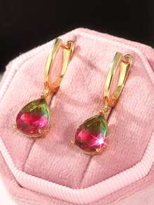 Gmzalx Vintage Elegant Colorful Water Drop Dangle Earrings, Soft Alluring Luster, Exquisite Banquet Accessory, Premium Gift For Women - Colorful - View 3