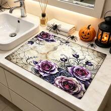 1pc Dish Drying Mat, Coffee Machine Mat, Vintage Purple Rose Spider Web Pattern Dish Drying Mat, Absorbent Quick-Drying Table Mat, Suitable For Kitchen Dining Table, Restaurant Countertop, Create Elegant Dining Environment, Multi-Purpose Drying Mat, Home Gift, Desktop Decoration - XYLSD-1005 - View 6