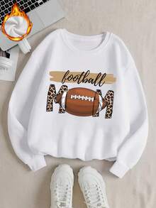 Es Trus, Autumn And Winter Women's "Rugby Leopard Pattern Letter" Pattern Printed Street Commuter Y2k Clothing White Large Round Neck Hoodie - White - View 2