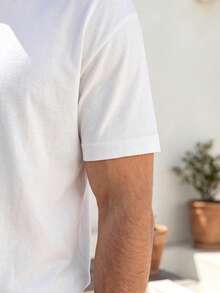 ALTZTAR Men's Solid Color Airplane Collar Short Sleeve T-Shirt - White - View 4