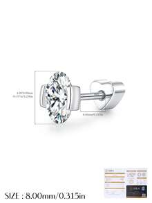 MODIAN D Color Moissanite Helix Stud 925 Plata de Ley Delicada Corona Corazón Pendientes de Tornillo para Mujer Citas Joyería Fina - Plateado - Ver 12