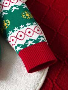 Young Boy Christmas Colorblock Snowman Sweater Autumn Winter - Red - View 6