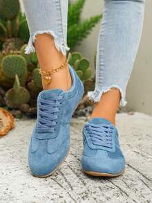 NOBLEARL Women's Spring/Autumn New German Sports Shoes, Round Toe Low-Top Casual Sneakers, Flat Sole, Comfortable, Versatile, Fashionable, Suitable For All Seasons - Dark Blue - View 3