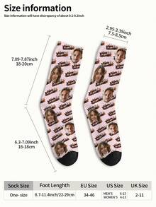 1 Pair Customizable Men's Mid-Calf Socks With Personalized Face Pattern, Any Face Can Be Printed On Socks, Personalized Photo Socks, Fun Custom Image Mid-Calf Socks, Suitable For Valentine's Day, Birthday, Gift, Halloween And Other Occasions, Personalized Customization - Multicolor - View 7