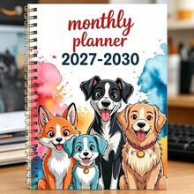1pc A5 Size 2027-2030 Monthly Planner, 4-Year Monthly Planner, Fun Dog Theme Cover Design, Annual Calendar Planner With Monthly Tabs, Perfect Gift For Friends, Family And Teachers - 1 - View 1
