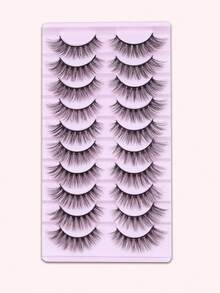 10 Pairs 15mm Cross Style False Eyelashes, 3D Fluffy Lightweight Reusable Lashes, Outer Corner Lengthening Natural Look, Suitable For Halloween, Christmas & Daily Makeup - View 7