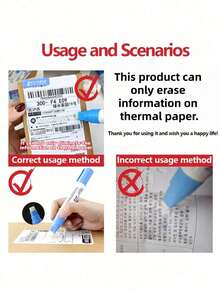 Of Thermal Paper Eraser, With White Tip, Seamless Erasing, Suitable For Clearing Bill Information On Credit Cards, Mobile Phone Bills, Express Delivery Labels, Etc. A Must-Have For Families.Can Only Erase The Information On The Heat-Sensitive Paper - Random - View 6