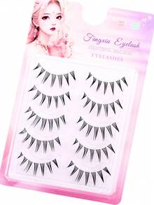 5 Pairs Japanese & Korean Manga Style Pointed Tail False Eyelashes, 7-10mm Mixed Length, Transparent Stem Lightweight Design, Pointed Tail Bundle Effect Naturally Lengthening Eye Corners, Creating Lively Enlarged Eye Effect. Soft And Comfortable Eyelashes, Fitting Eye Shape, DIY Quick Application Without Complex Operation, Easily Saving Makeup Time, Suitable For Beginners, Reusable, Applicable For Daily Commute, Date, Travel And Holiday Party Makeup. - Black - View 9