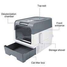 Enclosed Cat Litter Box, Front Entry Top Exit, Drawer Design With Scoop, Odor Control Leak-Proof, Providing Spacious Indoor Space For Cats - one-size - View 4