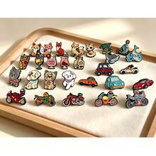 10-100PCS Random Style Cute Cartoon Badge Collection, Small Animals, Transportation, Beverage Patterns Brooches, Animals, Motorcycles, Puppies, Ocean Elements, Clothes, Backpacks, Bags, Stationery Decoration Accessories - Multicolor - View 5