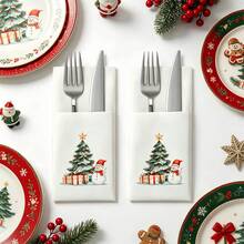Navada 2027 New Year Christmas Home Decoration 10pcs/Bag Christmas Party Tabletop Disposable Napkins & Cutlery Set Merry Christmas XMAS - View 4