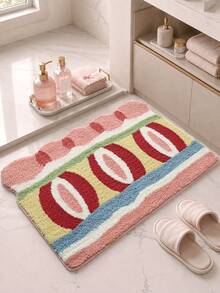 1 buah Keset Kamar Mandi, Bertekstur Lembut, Motif Kue, Alas Anti Selip TPR, Cocok untuk Dapur, Luar Ruangan, Dalam Ruangan, Lorong, Kamar Tidur, Ruang Tamu, Samping Tempat Tidur, Dapat Dicuci dengan Mesin, Mudah Dibersihkan, Keset Dekorasi Kamar Mandi Musim Gugur - MultiWarna - View 5