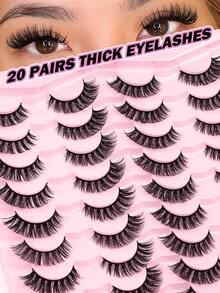 MAANGE 20 Pairs Cat Eye Natural Cross-Over Cartoon Style False Eyelashes, Fox Eye Eyelashes, Elongated Eye Tail, Thick And Curly, Thin And Long Suitable For Daily Use Cartoon Eyelashes, Cat Eye Eyelashes, Strip Eyelashes Travel Essential, Gift For Friends - Multicolor - View 9
