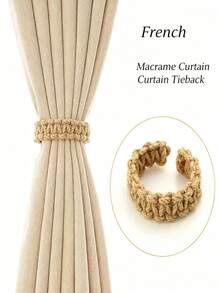 2/4/6/1pc/Set Curtain Clip Rings, Thick Hand-Woven Jute Cotton Rope, Coarse Needle Hollow Knit Craft Detail, Flexible C-Shaped Curtain Clip, Premium Handmade Curtain Fixing Buckle, Suitable For Bedroom Living Room Window Home Aesthetic Decor - Curtain Clip - View 4