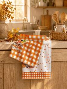 2 buah Handuk Dapur Motif Musim Gugur untuk Teh Sore, Kue, Kopi, dan Daun Maple, Kain Lap Piring Poliester Lembut, Cocok untuk Dekorasi Dapur, Pembersihan Dapur, Dekorasi Pesta Liburan, Perlengkapan Dapur & Kamar Mandi, Kebutuhan Rumah Tangga, Dekorasi Rumah, Hadiah Pesta Rumah Baru - MultiWarna - View 7