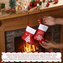 Christmas Stocking Rack Fireplace Hook Non-Slip CZ Christmas Stocking Rack Adjustable Fireplace Stocking Rack Snowman Santa Claus Gift Stocking Clip Set Fireplace Christmas Party Decoration - Multicolor - View 7