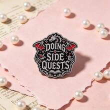 "Doing Side" Quests Dragon Enamel Pin, Fantasy Game Lapel Brooch, Vintage Gothic Badge For Backpack Clothes Hats, Unique Gift For Game Lovers - Multicolor - View 11