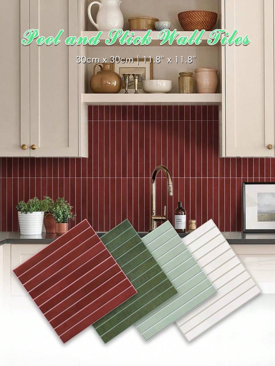 1/10/20pcs 3D Straight Line Backsplash Tiles, Peel And Stick Tile Stickers, Self-Adhesive Wall Stickers For Kitchen Bathroom Home Decor - Wall Stickers - View 1
