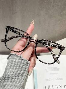 1pc Minimalist Elegant Multi-Function Multi-Color Geometric Transparent Full Frame Women's Non-Prescription Glasses, High-Resilience Plastic Material, Lightweight And Comfortable, Suitable For All Face Shapes, Flattering Face Shape, Suitable For Daily Makeup - Plain Light - View 5