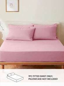HONEYMOON 1pc Soft Comfortable Solid Color Fitted Sheet, Bed Cover Protector, Lightweight Breathable, 14 Inch/35cm Deep Pocket - Hypoallergenic, Machine Washable, Fits All Bed Sizes, Suitable For Dorms And Guest Rooms (Pillowcases Not Included), Back To School Dorm Essential, Bedding, Hot Pink - Hot Pink - View 2