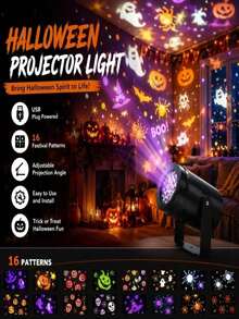 1pc USB Powered LED Halloween Projector Light, 360° Adjustable Angle, Can Project Rotating Ghost, Pumpkin, Skull And Spider Patterns, Suitable For Indoor Walls, Windows And Ceilings, Create Scary Atmosphere, Ideal Home Halloween Party Decoration - Projector Lamp - View 6