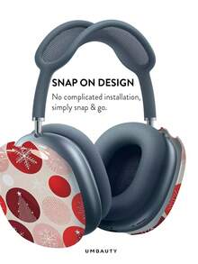 GIIPPA Glossy Hard Ear Cup Protective Case Christmas Theme Pattern Unisex Anti-Scratch Shell Compatible With AirPods Max 1/2 Oval Over-Ear Headphones For Daily Commute, Campus, Cafe, Travel, Picnic And Other Scenarios Matching Accessories - Red - View 3