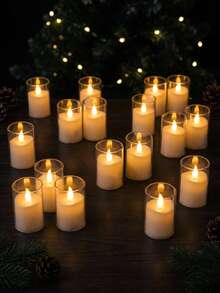 6/12/24pcs Flickering Flameless Candles With Timer And Remote Control, Battery Operated LED Wishing Candles, Smokeless And Odorless, Suitable For Christmas, Halloween, Valentine's Day, Proposal, Wedding, Party, Gift Giving - Transparent-warm Light - View 6