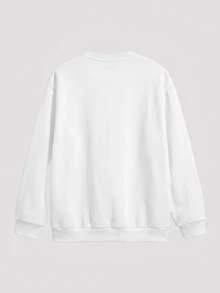 Whitmere Men Solid Drop Shoulder Sweatshirt, For Fall, Long Sleeve Top - White - View 2
