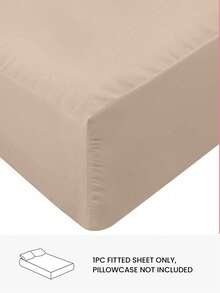 1pc Solid Color Fitted Sheet, Mattress Protector, Soft & Breathable, Fits Twin, Full, Queen, King Size Beds, Essential Bedding For Home And Dorm - Khaki - View 2