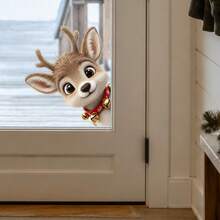 1/3pcs Cute Christmas Squirrel, Rabbit And Reindeer Window Stickers, Double-Sided Visible PVC Static Cling Glass Decals, Suitable For Winter Christmas Holiday Store And Home Decor - Multicolor - View 1