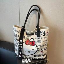 Tas Tote Kanvas Besar Sanrio untuk Hello Kitty | Kain Tahan Lama | Penutup Resleting | Untuk Bepergian, Berbelanja, dan Penggunaan Sehari-hari | Desain yang Menarik - MultiWarna - View 10