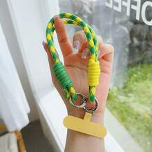 High-Value Minimalist Dopamine Woven Striped Colorblock Personalized Double Buckle Cup Rope Short Wrist Strap Suitable For All Phone Clip-On Hand Strap CCD Camera Phone Case Lanyard Multicolor Double Silver Buckle Short Thick Durable Detachable Hanging Chain Outdoor Sports Phone Case Clip-On Pendant Versatile Anti-Lost Wrist Woven Rope - Multicolor - View 19