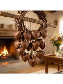 Rusty Metal Heart-Shaped Bell With Jingle Sound, Simple Pastoral Style Suitable For Holiday Decoration Pendant, Hanging Decor, Garden Decor, Home Decor, Scene Decor, Theme Party Decor - Multicolor - View 1