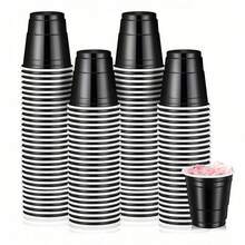 20pcs 2oz Small Cups - Mini 2oz Party Cups, Black Small Cups, Easter Wine Cups, Mini Liquor Cups, For Parties, Birthday Parties, Neon Cups, Beer Tasting, Snack Sample Tasting, Reusable - Black - View 1