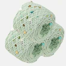 150g/3pcs Multi-Color Beautiful Pale Purple Sequin Yarn Cotton Thread 1mm Iridescent Round Sequins INS Hot-Selling Braided Hair Ties Pure Cotton Knitted Yarn - 150G/3PC - View 12