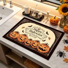 1pc Dish Drying Mat, Coffee Machine Mat, Halloween Pumpkin & Bat Pattern Dish Drying Mat, Absorbent & Quick-Drying, Protects Tabletop, Suitable For Kitchen Countertop, Practical Halloween Atmosphere Decor, Multi-Purpose Drying Mat, Home Gift, Tabletop Decoration - XYLSD-985 - View 5