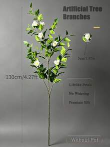 Kmitang 100-130cm Large Artificial Ficus Plants Fake Bauhinia Trees Branch Real Touch Magnolia Leafs With Silk Flower Plastic Hibiscus Leafs False Tall Banyan Tree For Home Garden Wedding Indoor Decor Without Pot 1PC - Multicolor - View 13