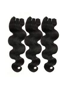 WOWANGEL 1PC 2x6 Skinlike Real HD Lace Closure With 3 Bundles Body Wave Real Human Hair, 0.095mm Ultra-Thin HD Lace, Tiny Knots, Brazilian Virgin Hair , Pre-Plucked With Natural Hairline - Natural Black - View 2