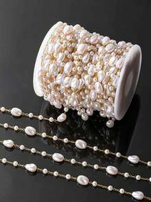 [Jewelry Making Accessories]100cm/39.37in Faux Pearl Chain, Suitable For Handmade Necklace, Bracelet, Pendant Making, Jewelry DIY Pearl Chain Making Accessories Wholesale - Multicolor - View 2