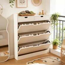 Zapatero De 3 Niveles De Madera Minimalista Estante Estable - Blanco - Ver 4