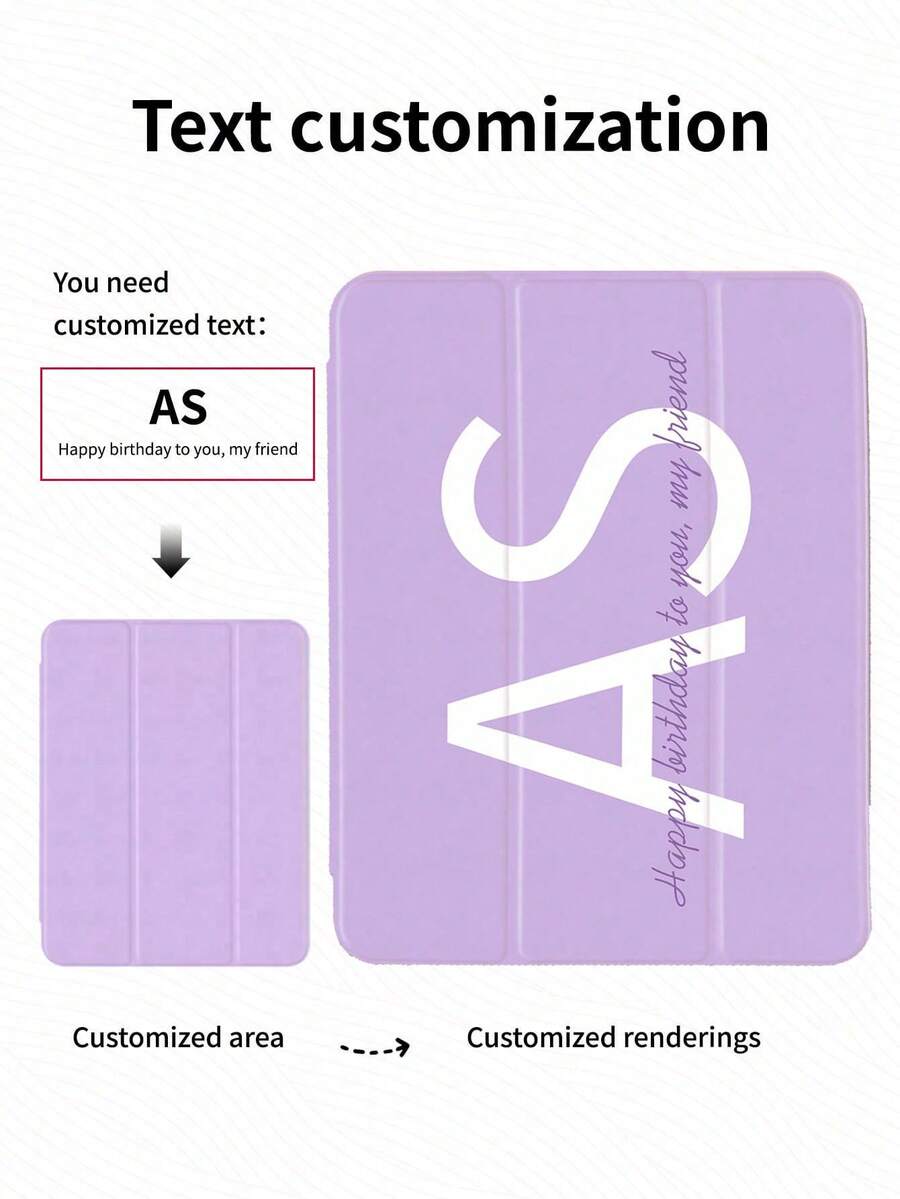 1件紫色字母客製化平板保護殼,可自訂文字/個性化,相容 iPad Mini 4/5/6/7/Air/Air 2/9.7/10.2/10.5/10.9 (Air 4-Air 8)/Pro 11/10th Gen/A16/Pro 11 2024,相容 Galaxy A8 機型,三折支架,自動休眠/喚醒,內置筆槽,不含筆 - 彩色 - 查看 1