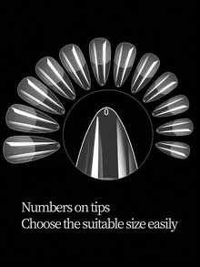 Full Coverage Wearable Nail Tips (Random Shapes: Pointed, Almond, Square Or Coffin); French Style Fake Nails; Gel Extension Nail Tips; Capsule Style Wearable Nail Supplies - Clear - View 5